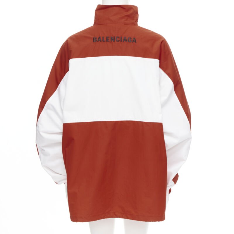 BALENCIAGA Y2K red white colorblocked logo embroidered track jacket IT50 L