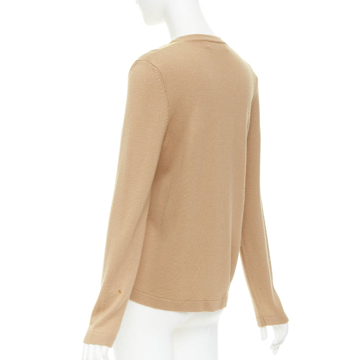 MARNI yellow beige tan virgin wool blend colorblock panel V neck sweater IT42 M