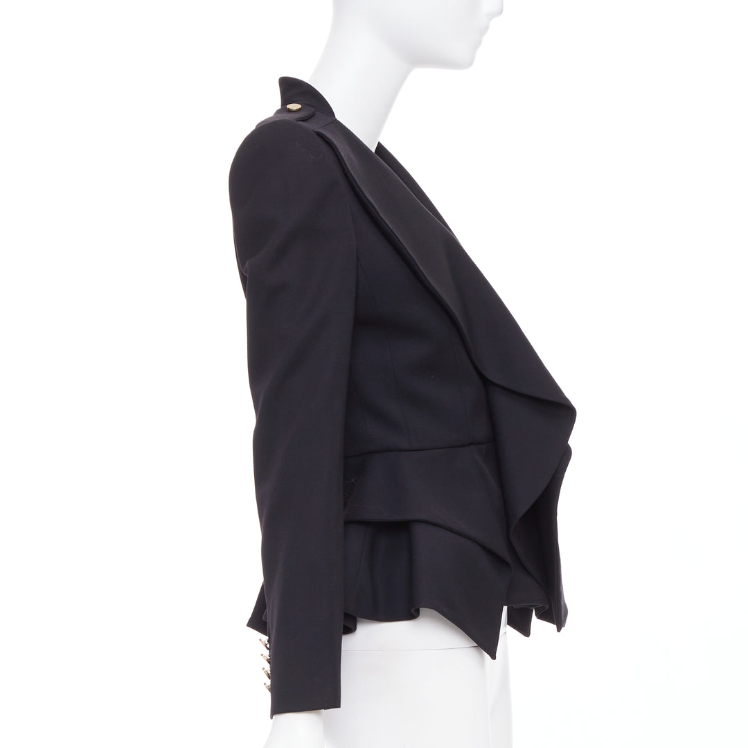 ALEXANDER MCQUEEN 2019 Sarah Burton black wool ruffle peplum blazer IT36 XXS