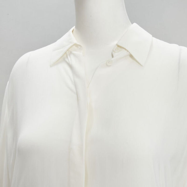 THE ROW 100% viscose white relaxed fit pleated back minimalist shirt S