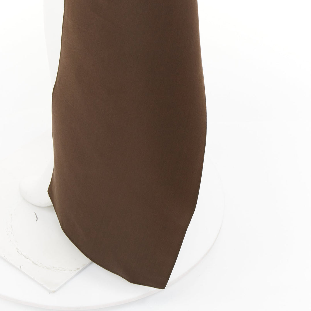 PRADA 2022 Runway brown silk satin origami trail train mini skirt IT40 S