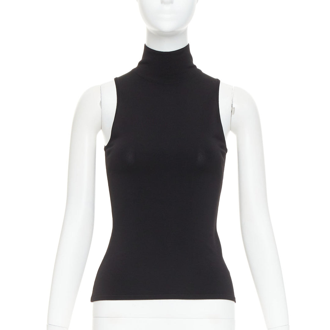 ALEXANDRE VAUTHIER black stretch knit high neck zip back sleeveless top