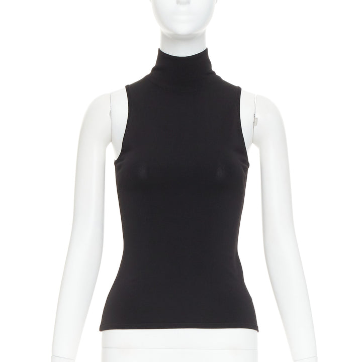 ALEXANDRE VAUTHIER black stretch knit high neck zip back sleeveless top