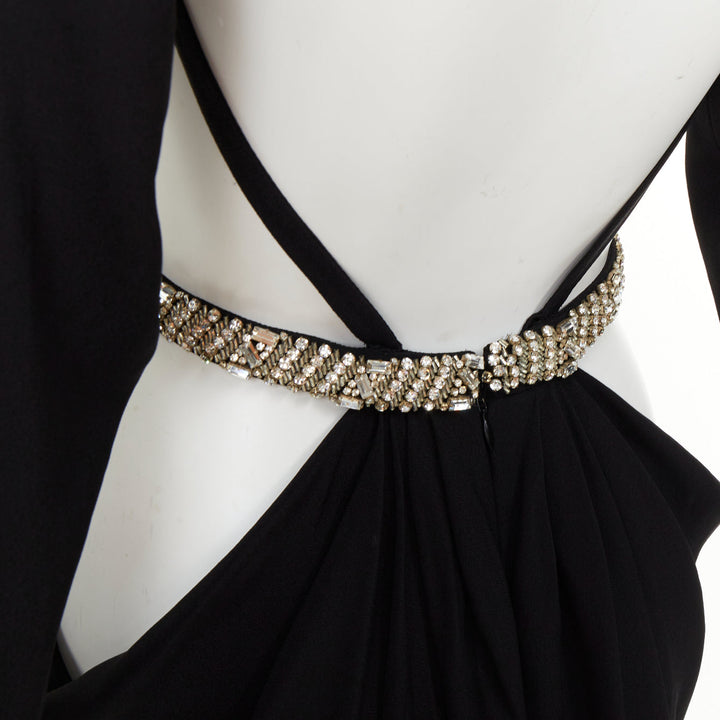 ALEXANDRE VAUTHIER COUTURE SS2023 Runway crystal belted open waist hooded dress