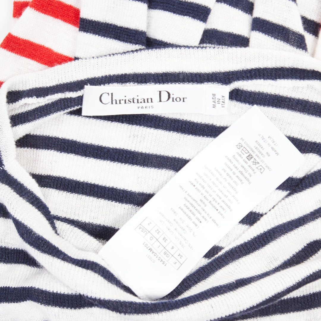 DIOR 2021 Dioramour D-Royaume dAmour red navy striped heart sweater FR34 XS