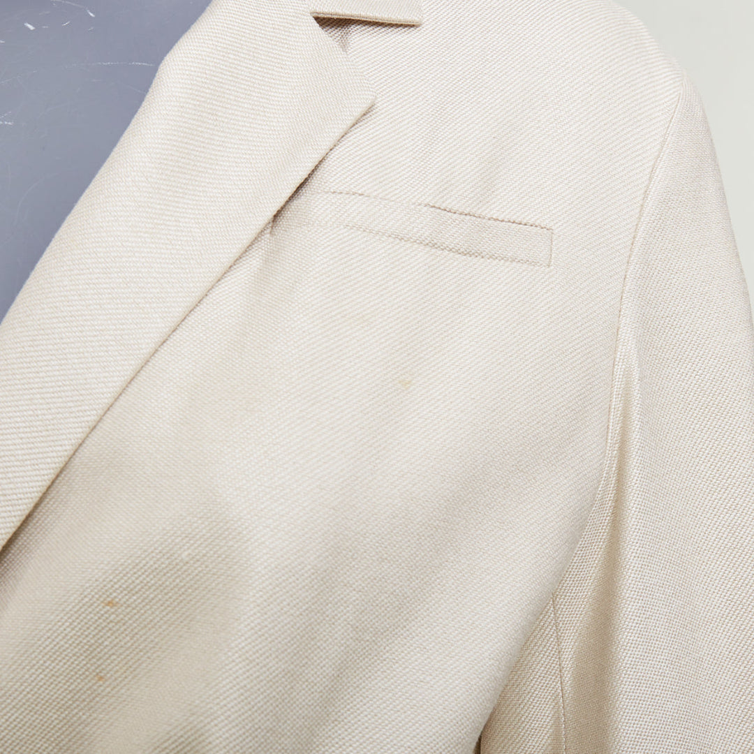 JIL SANDER cream silk blend minimal asymmetric wrap front long coat FR38 M