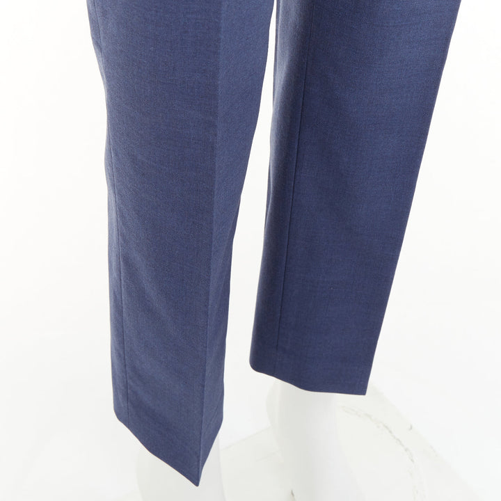 ALEXANDER MCQUEEN 2021 blue mid rise smart straight leg tailored pants IT40 S