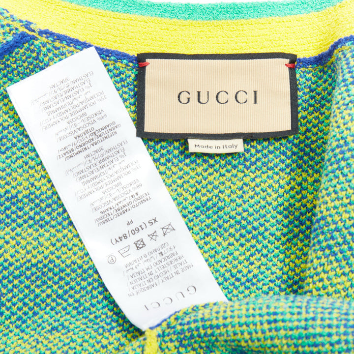 GUCCI green yellow blue GG monogram stripe cardigan XS