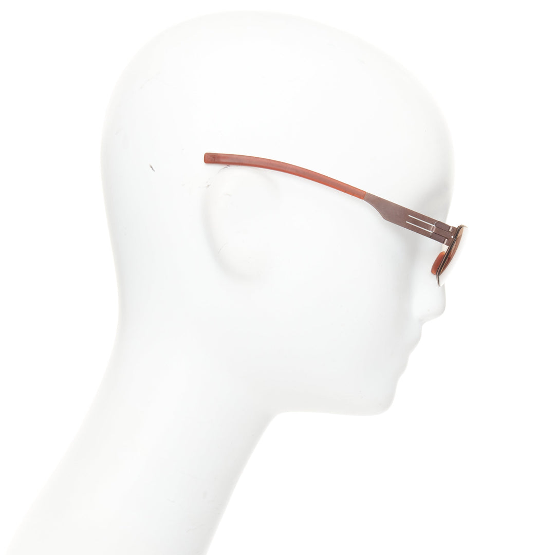 IC BERLIN Classic Carl brown sheet metal rectangular eyewear sunglasses