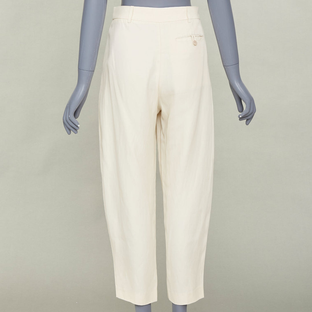 STELLA MCCARTNEY 2022 Iconic high rise pleated beige cropped trousers IT36 XS