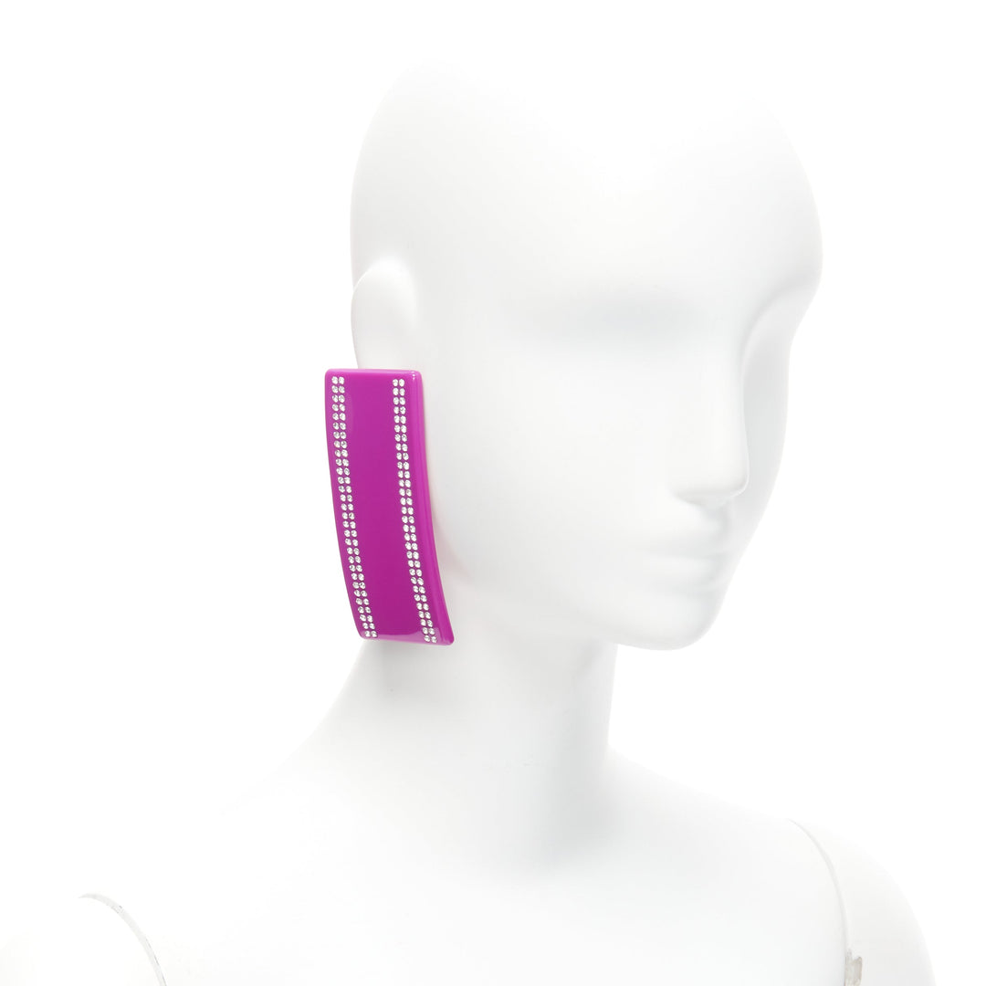 BALENCIAGA Demna Barette pink black crystal statement earring Pair