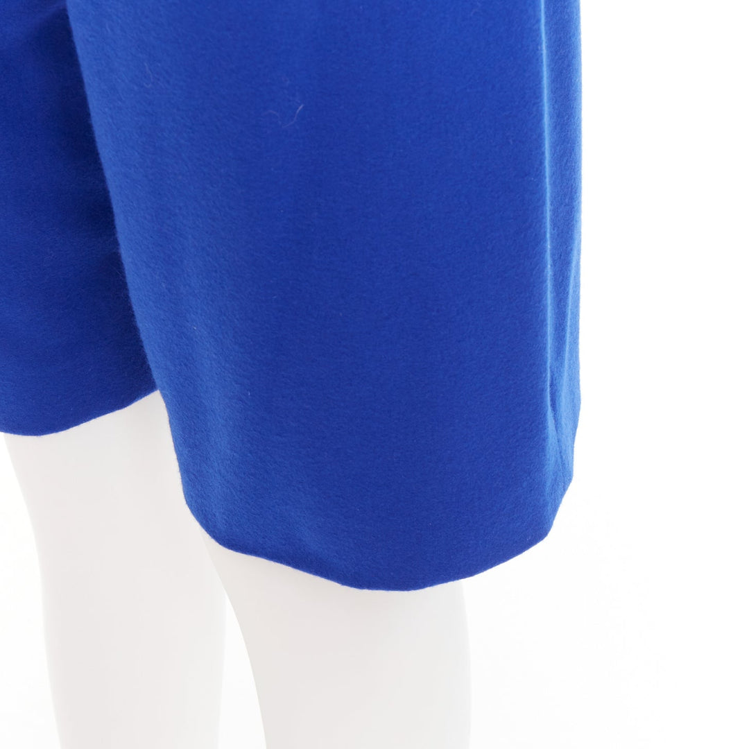 ALEXANDRE VAUTHIER COUTURE AW2022 Runway blue wool felt wide bermuda shorts