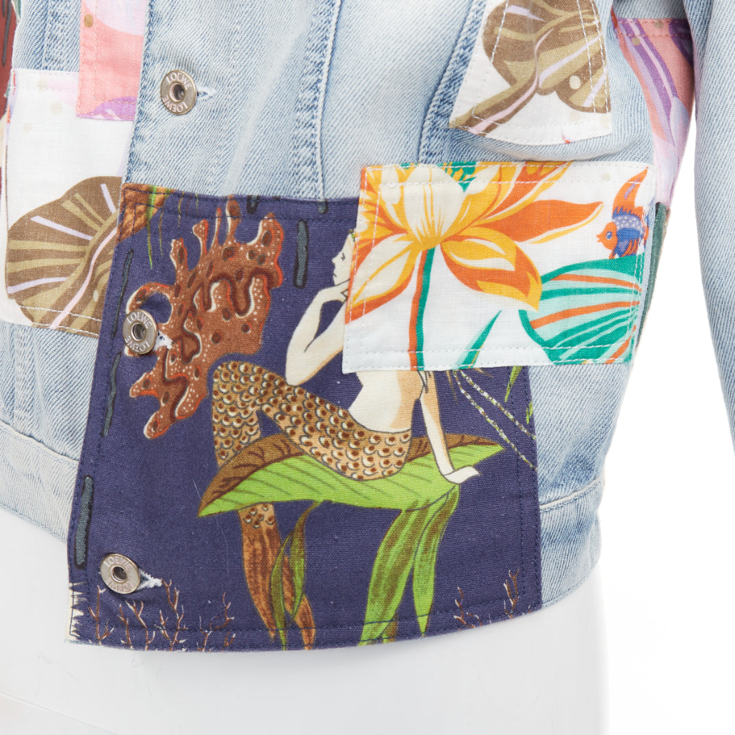 LOEWE 2018 Paula's Ibiza blue mermaid floral patchwork denim jacket