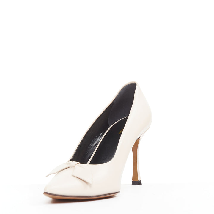 THE ROW Champagne Pump Bow rose beige soft calf pointy spool heel pump EU37
