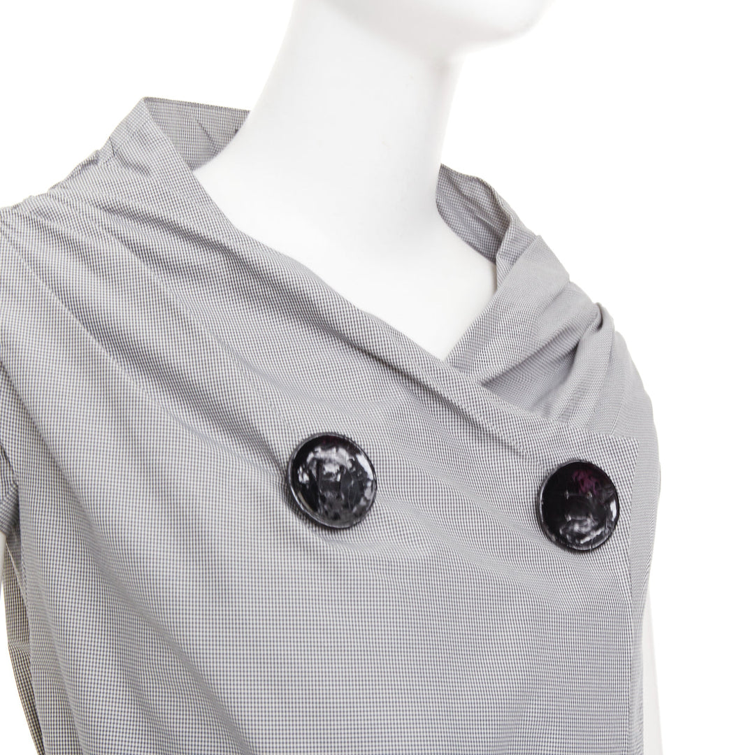 MAURIZIO PECORARO grey check cotton double breasted belted trench dress IT38 XS
