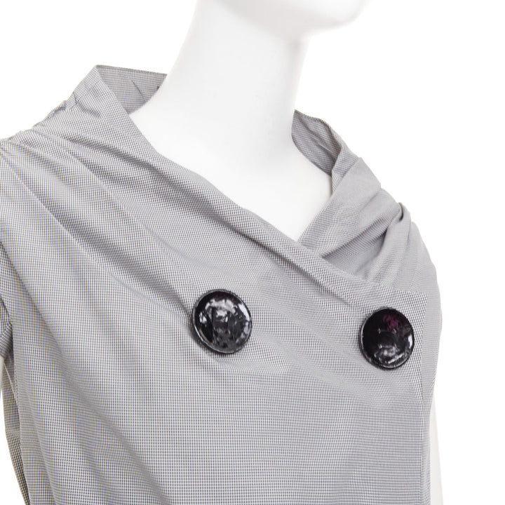 MAURIZIO PECORARO grey check cotton double breasted belted trench dress IT38 XS