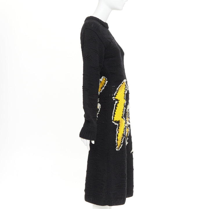 PRADA 2019 Runway Frankenstein black yellow Intarsia edge dress IT