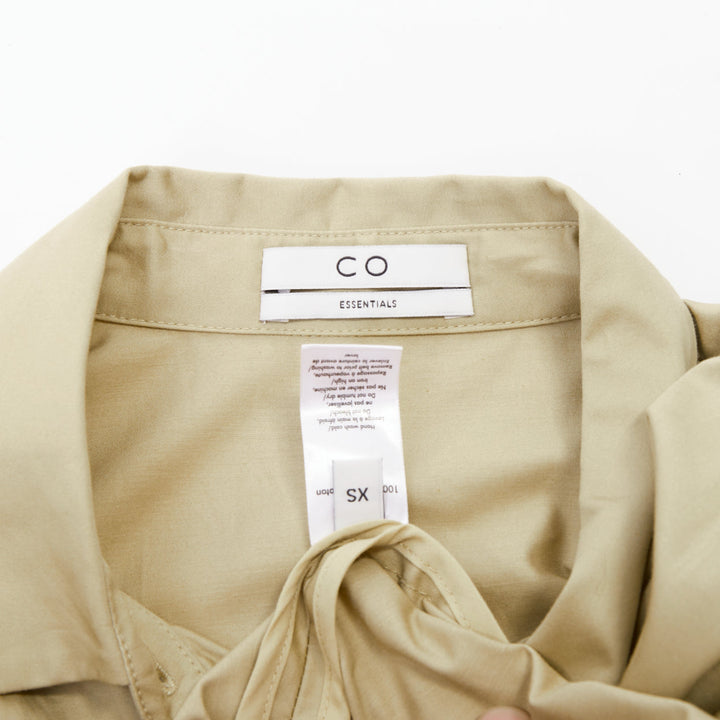 CO COLLECTIONS Essentials khaki cotton poplin belted asymmetric flared dress XS