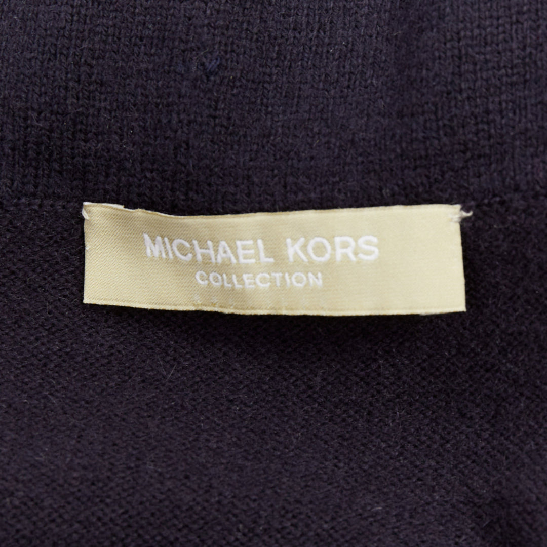 MICHAEL KORS COLLECTION navy knit black ostrich feather sequin embellished skirt
