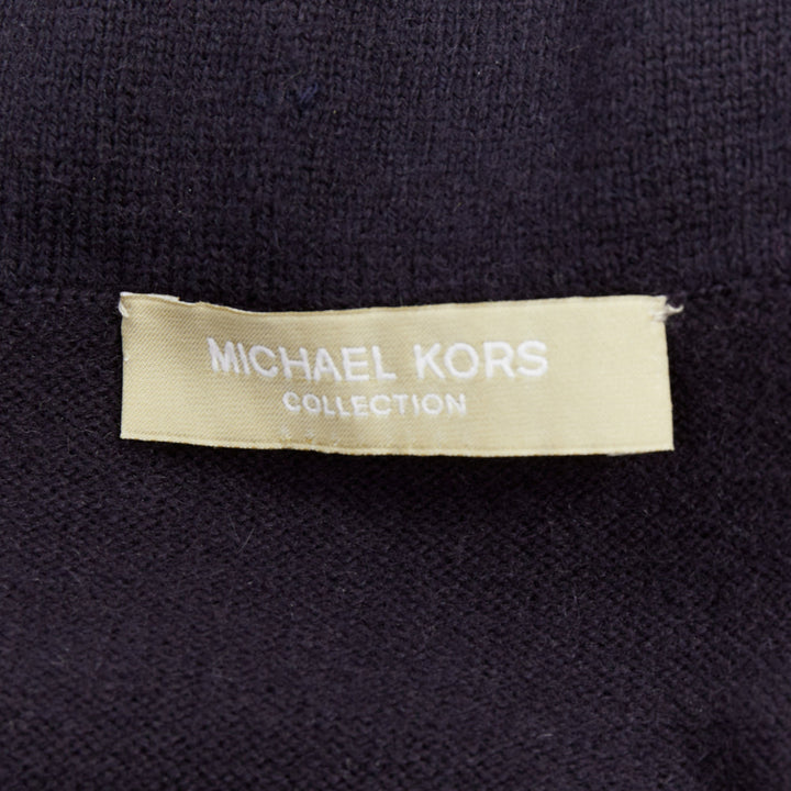 MICHAEL KORS COLLECTION navy knit black ostrich feather sequin embellished skirt