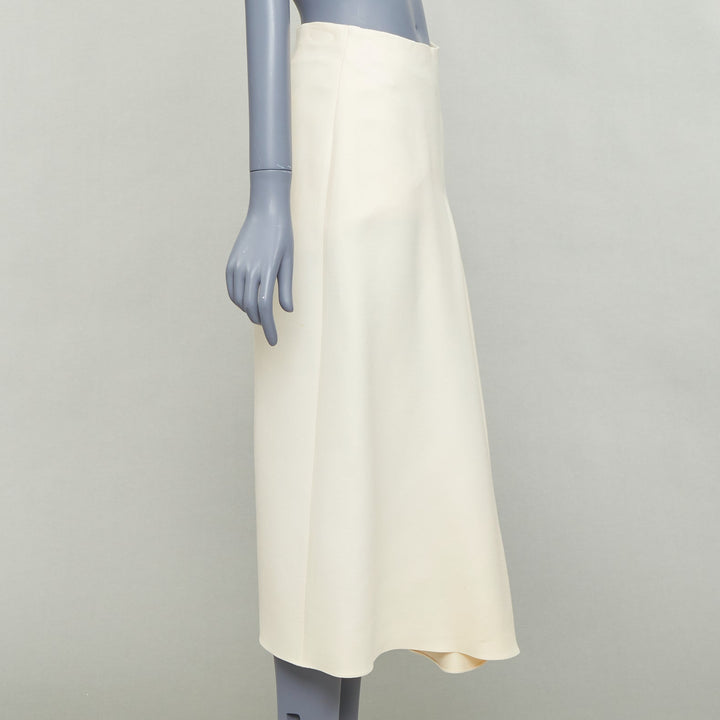 CHRISTIAN DIOR ecru  cream wool silk bias cut pleated Aline skirt FR38 M