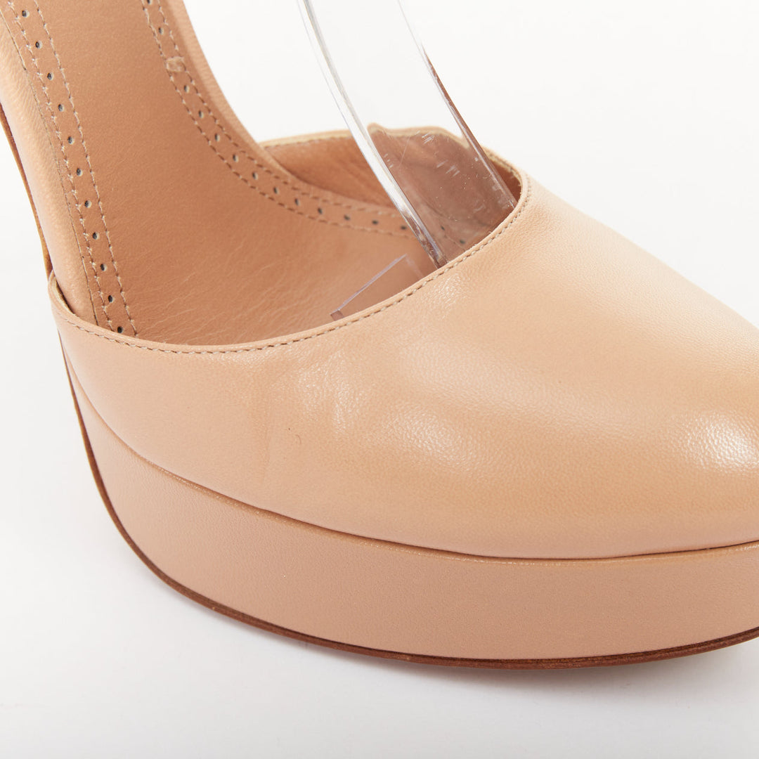 ALAIA 2012 nude leather double ankle strap high heel platform pumps EU35.5