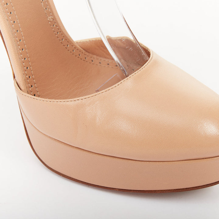 ALAIA 2012 nude leather double ankle strap high heel platform pumps EU35.5
