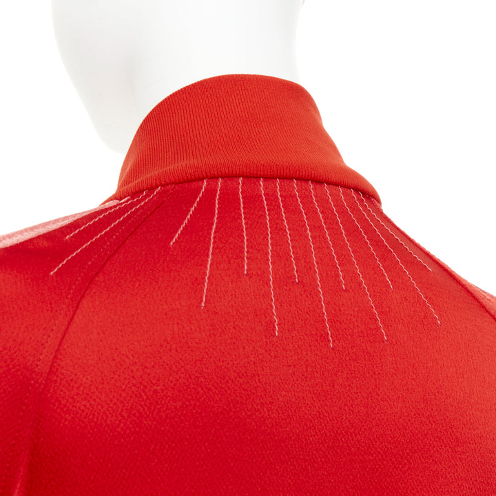 VALENTINO 2018 red satin tech stripe zip up retro sports track jacket IT36 XXS