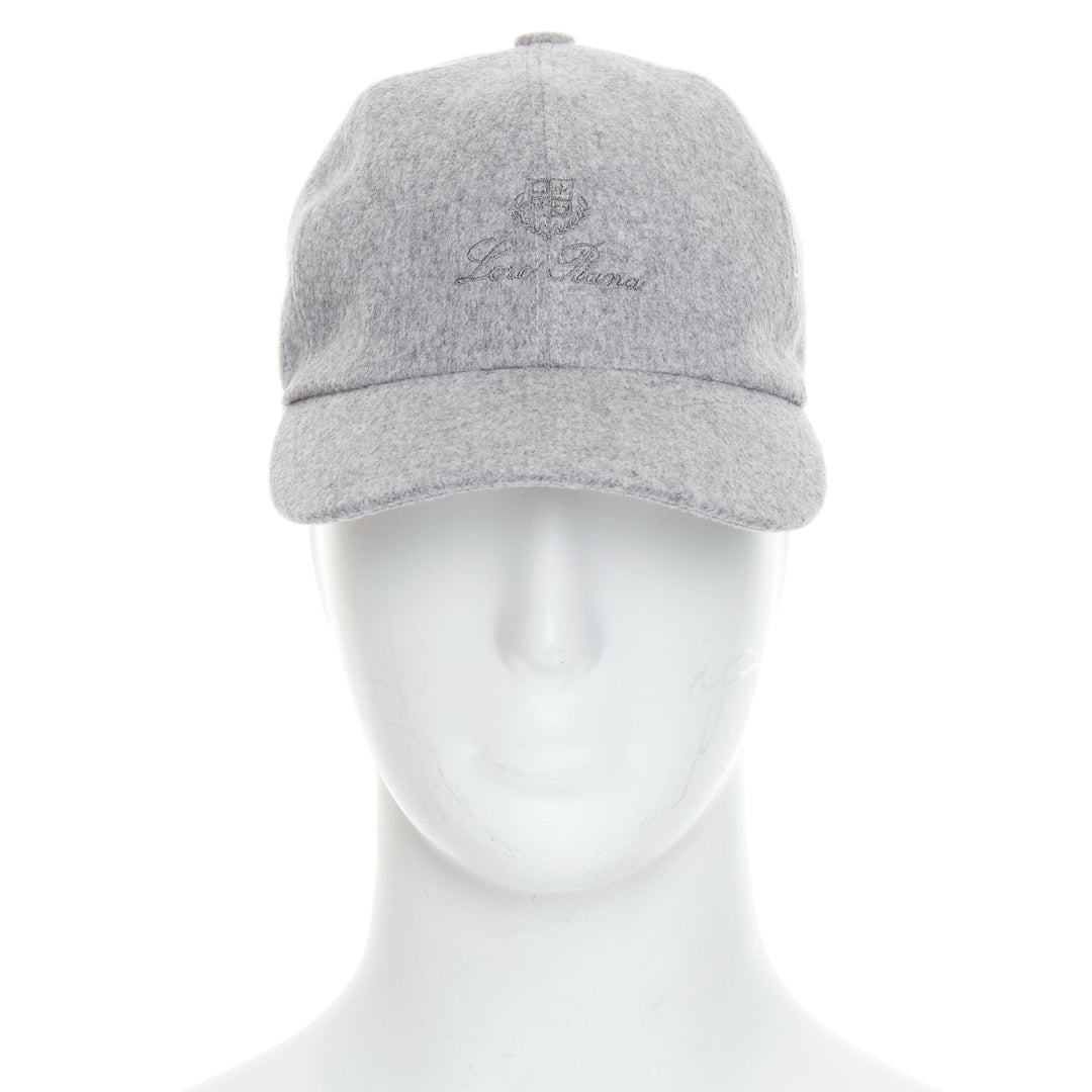 LORO PIANA Cashmere Storm System grey virgin wool cashmere cap hat L