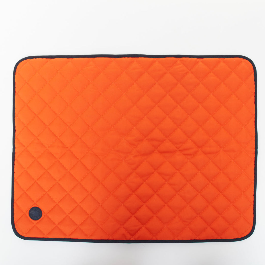 HERMES Reversible Quilted Dog Mat feu navy waterproof travel pet canvas blanket