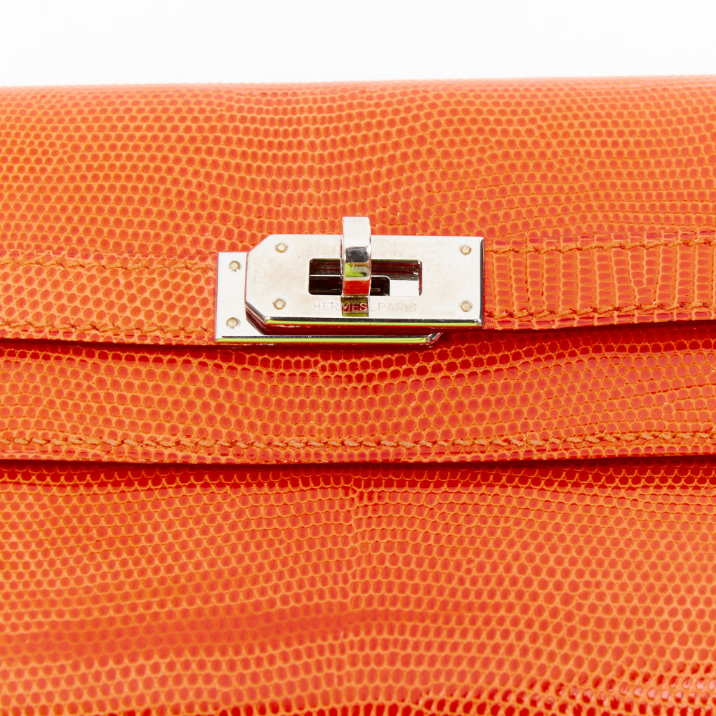 HERMES Kelly Short orange shiny liz leather PHW classic wallet