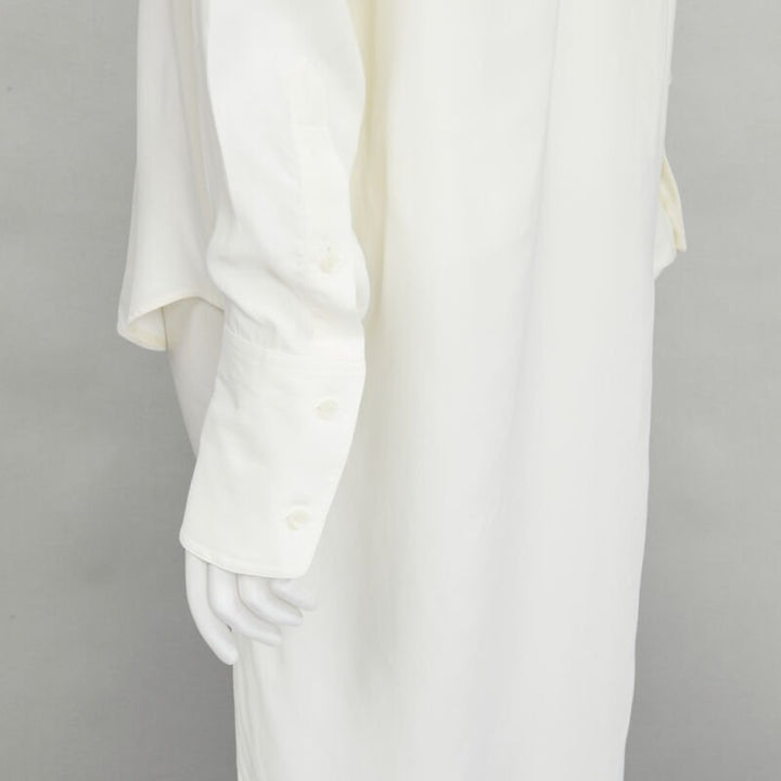 OLD CELINE Phoebe Philo cream viscose button detail back high low shirt FR36 S