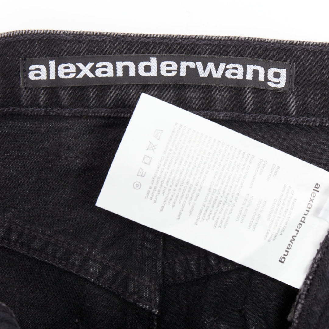 ALEXANDER WANG grey washed denim mid waist mini skort 25"