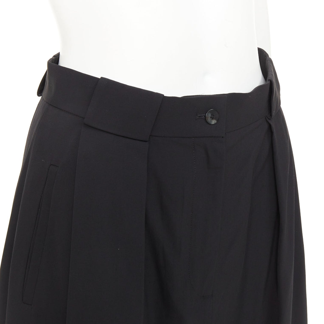 THE ROW black viscose pleated waist silk lined high waist midi skirt US0 XS