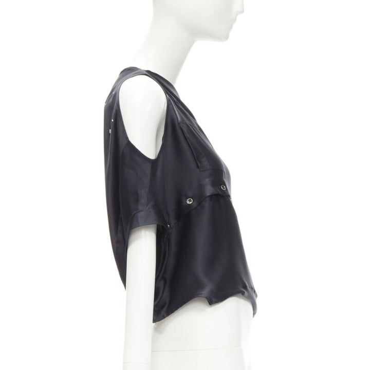 MAISON MARGIELA 2005 Vintage 100% silk black sideways off shoulder top IT42 M