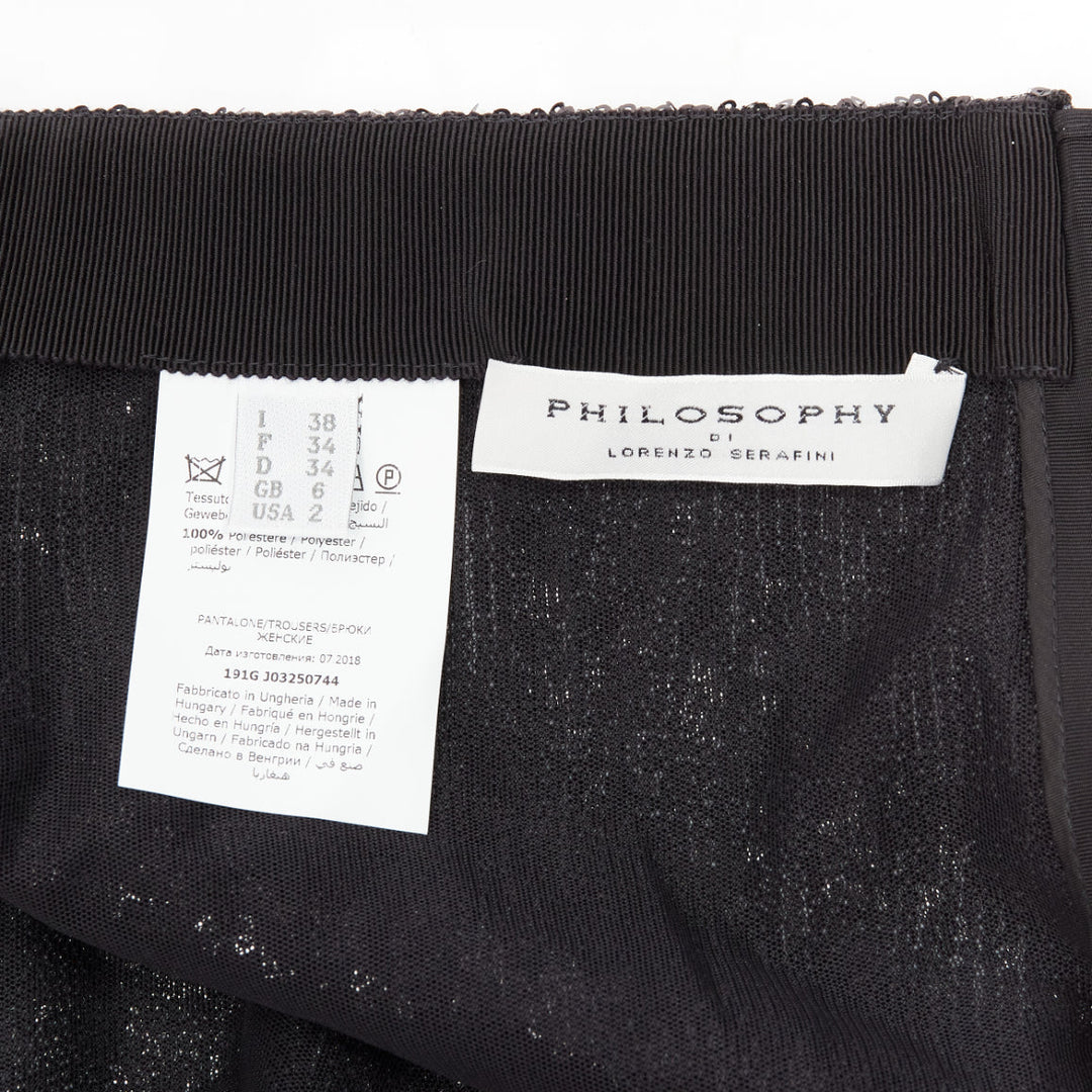 PHILOSOPHY black sequins high waist wide leg relaxed shorts IT38 XS