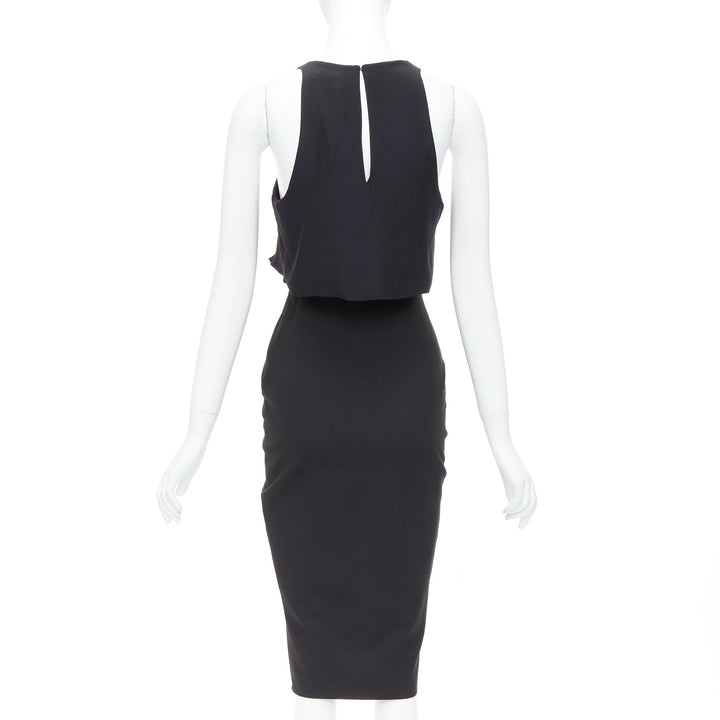 ELIZABETH AND JAMES Kiandra black midriff cut out sheer midi dress US2 S