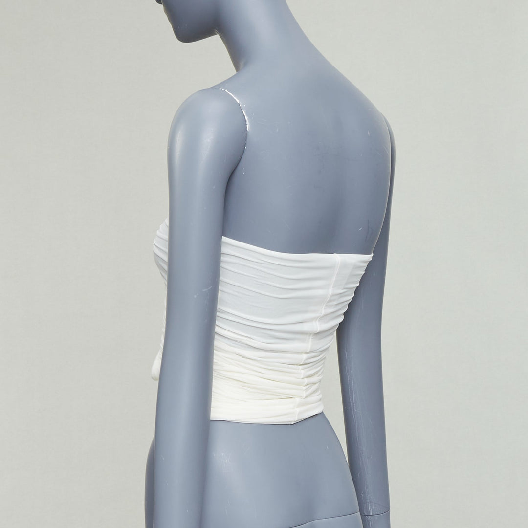 RICK OWENS 2023 Prong milk white cupro blend wired tube top IT38 XS