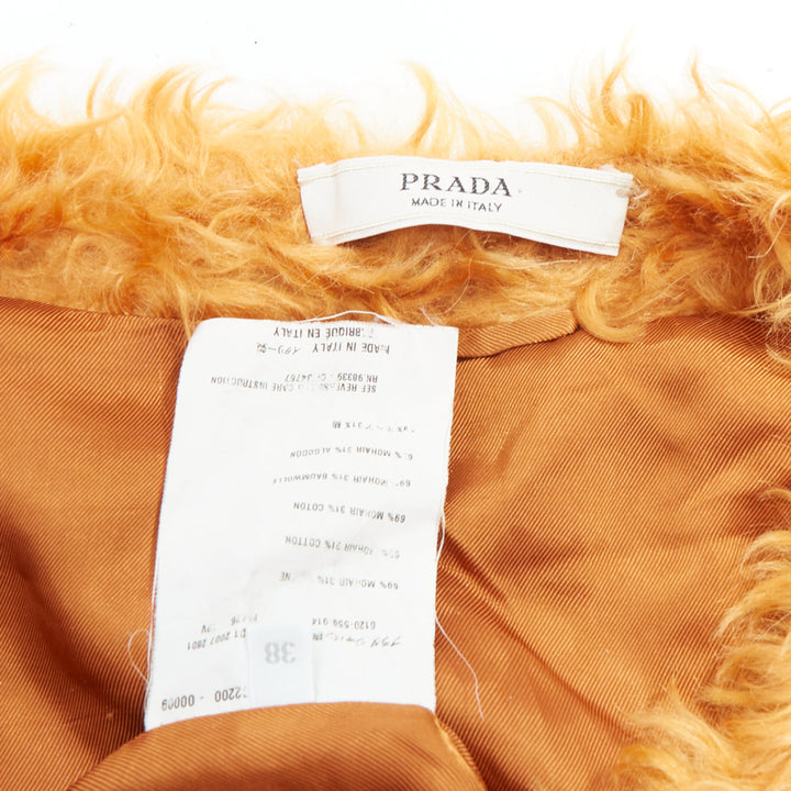 PRADA 2007 Runway orange mohair cotton furry cropped jacket IT38 XS