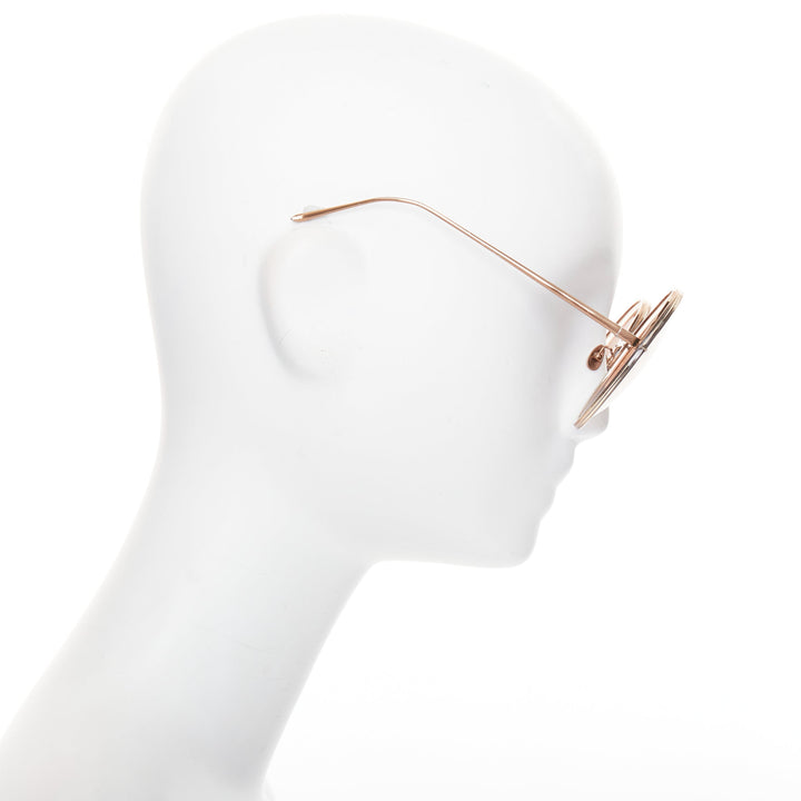LINDA FARROW LFL4579 rose gold brown ombre clear oversized round sunglasses