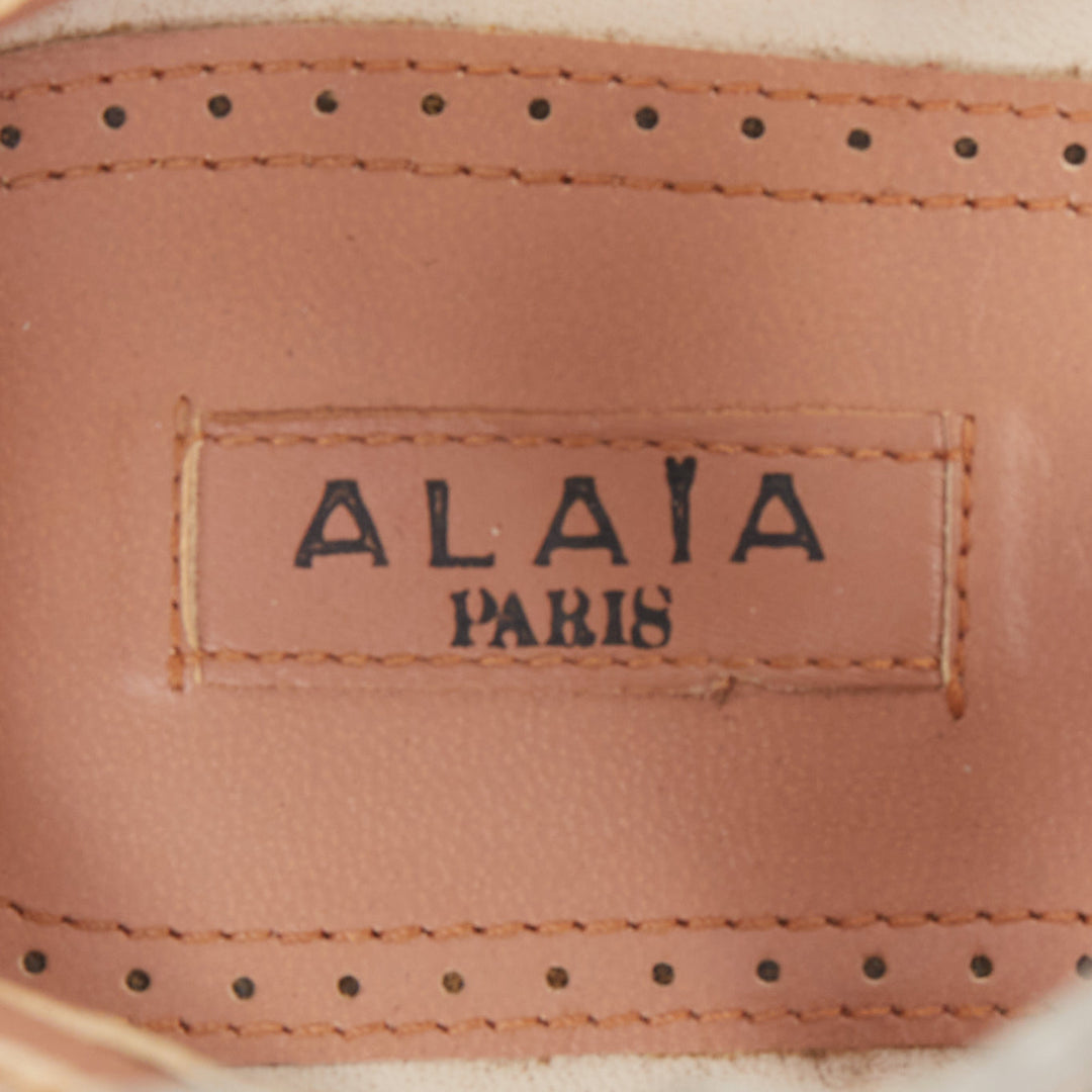 ALAIA silver square studded nude leather flat gladiator sandals EU36.5
