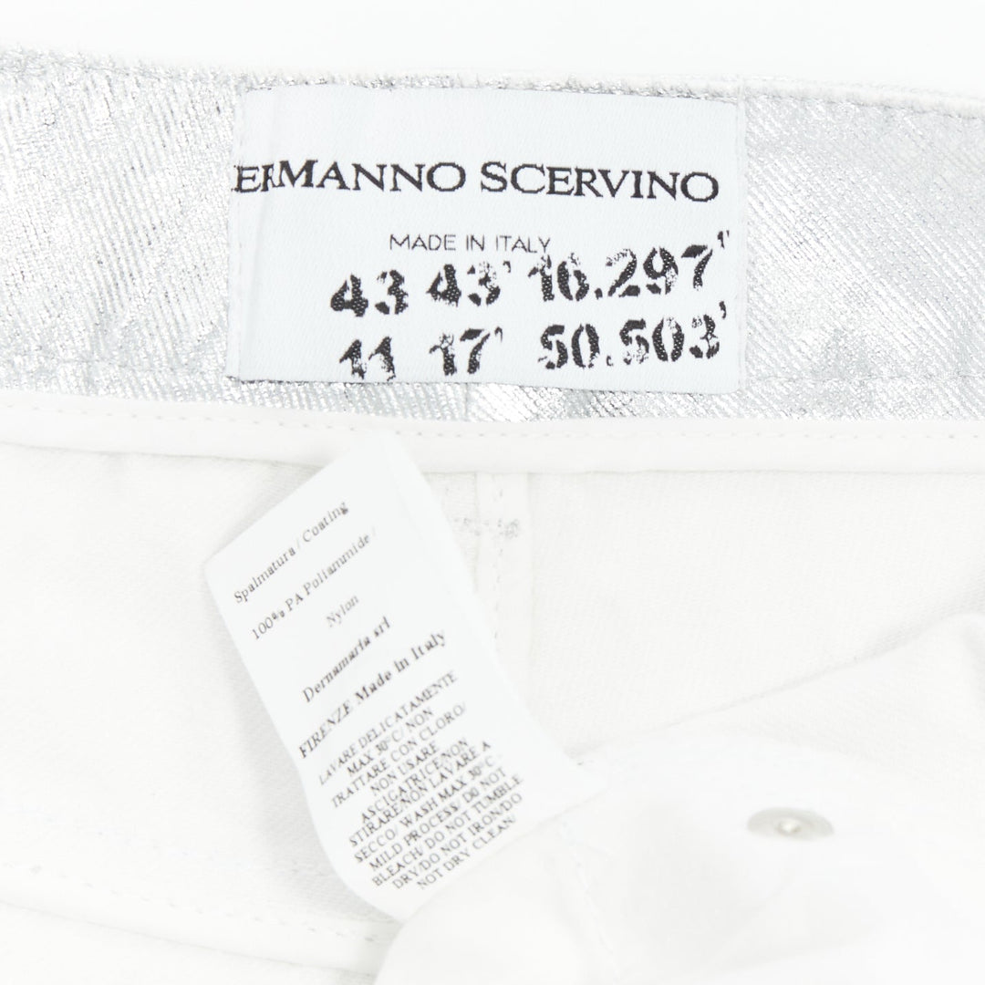 ERMANNO SCERVINO metallic silver coated cotton blend shorts IT38 XS