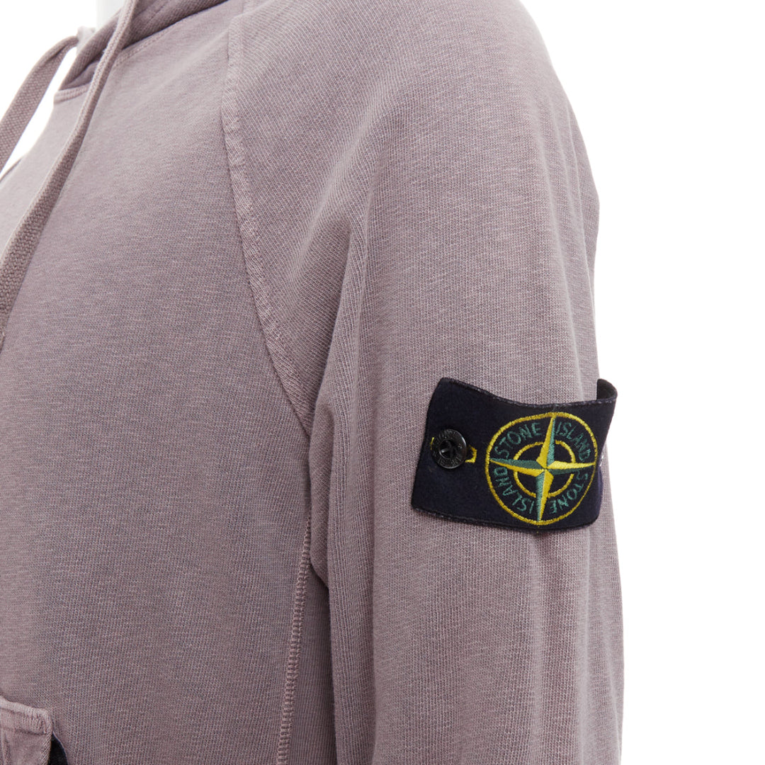 STONE ISLAND purple dust treatment washed grey purple cotton hoodie M