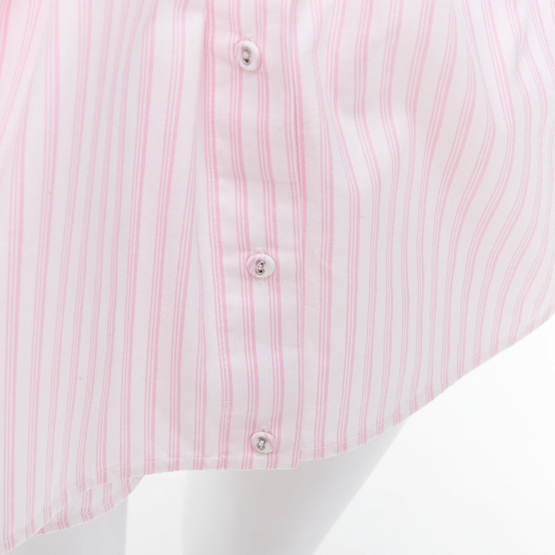 VVB VICTORIA BECKHAM pink white pinstriped tie front tiered skort