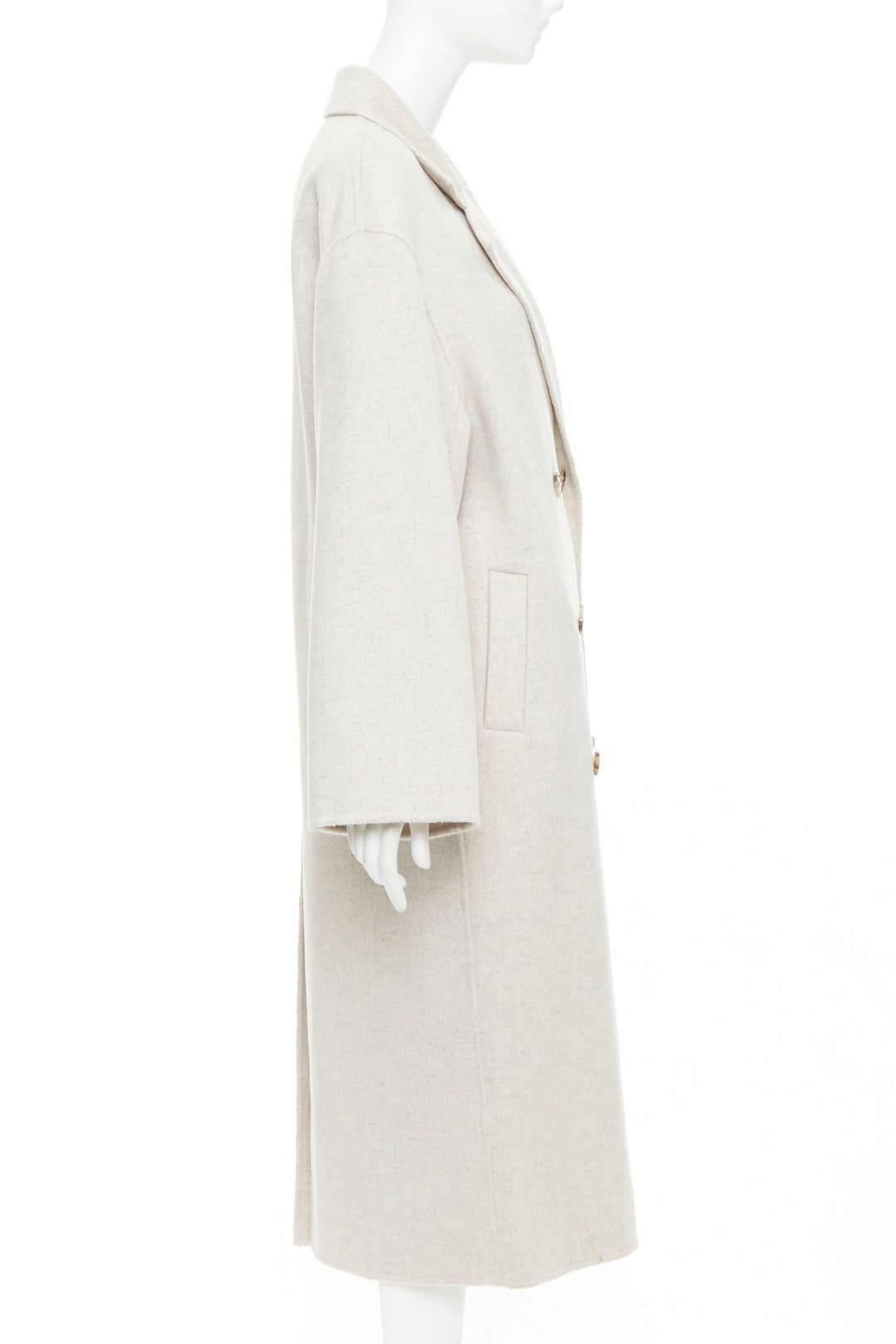 LOU LOU STUDIO Borneo light grey wool cashmere felt double breasted long coat XS