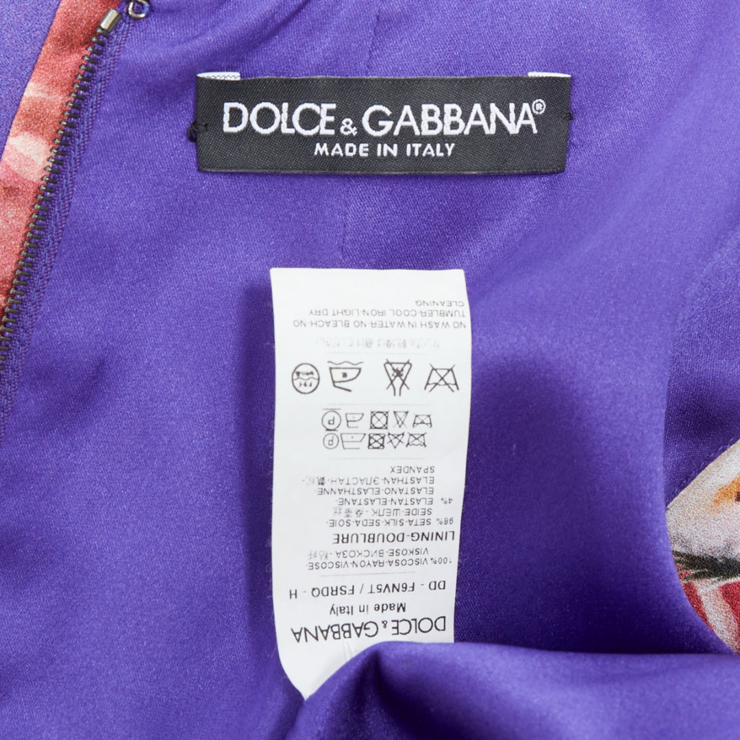 DOLCE GABBANA purple squirrel garden floral print cocktail dress IT36 XXS