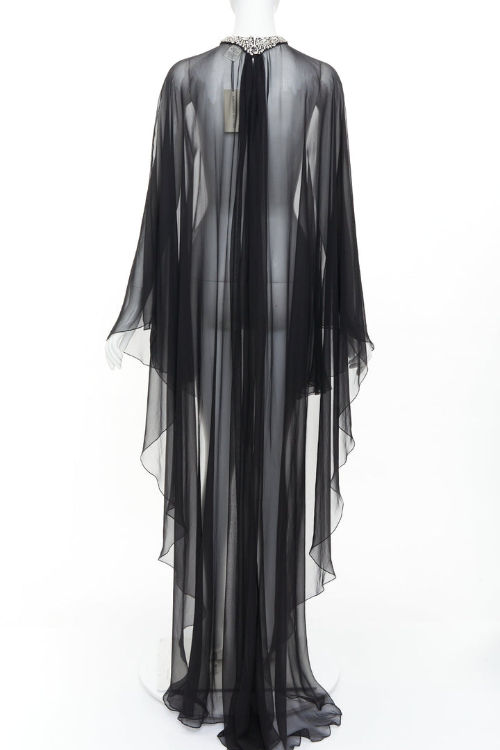 ALEXANDRE VAUTHIER COUTURE 2021 Runway crystal collar sheer cape blouse top