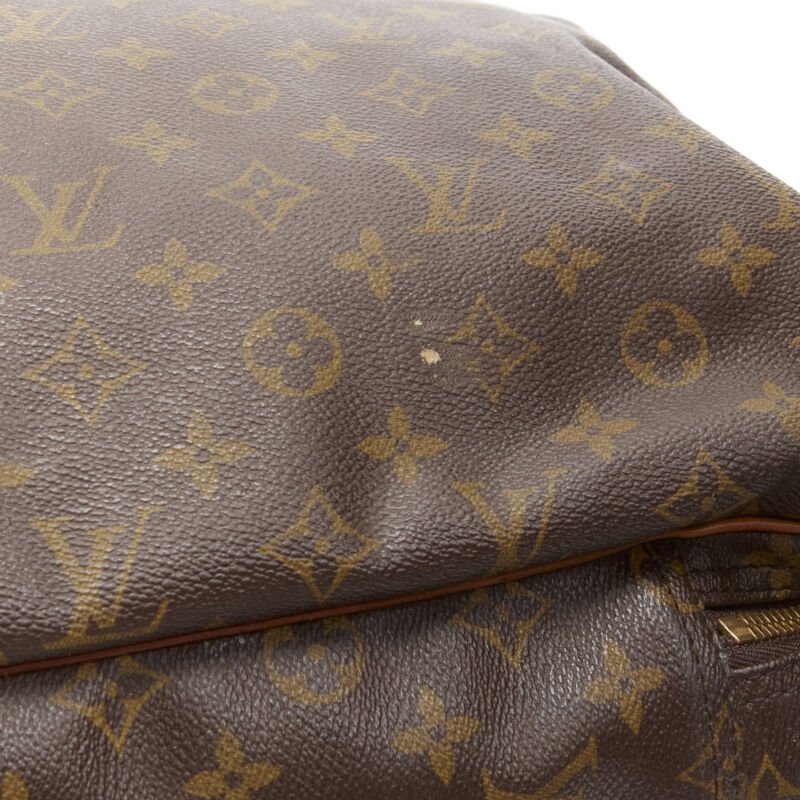 LOUIS VUITTON VIntage Alize brown monogram leather trim 2 compartment bag