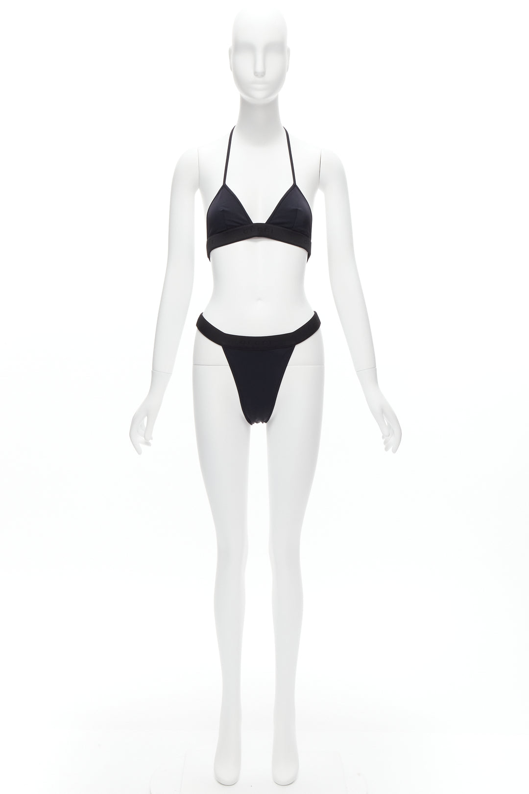 GUCCI Tom Ford Vintage black GG logo thong bottom 2-pc bikini swim set S