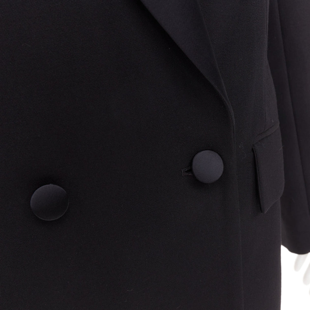 STELLA MCCARTNEY 2023 black wool satin double breasted tuxedo blazer IT38 XS